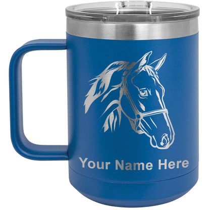 15oz Vacuum Insulated Coffee Mug, Horse Head 2, Personalized Engraving Included