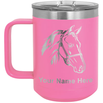 15oz Vacuum Insulated Coffee Mug, Horse Head 2, Personalized Engraving Included