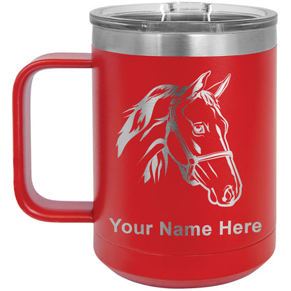 15oz Vacuum Insulated Coffee Mug, Horse Head 2, Personalized Engraving Included