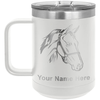 15oz Vacuum Insulated Coffee Mug, Horse Head 2, Personalized Engraving Included