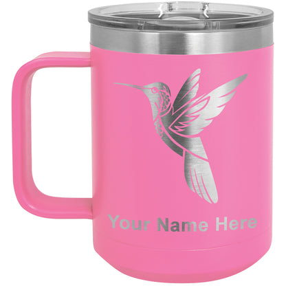15oz Vacuum Insulated Coffee Mug, Hummingbird, Personalized Engraving Included