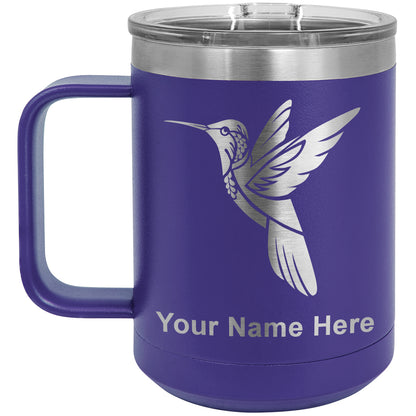 15oz Vacuum Insulated Coffee Mug, Hummingbird, Personalized Engraving Included