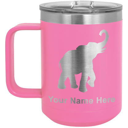 15oz Vacuum Insulated Coffee Mug, Indian Elephant, Personalized Engraving Included