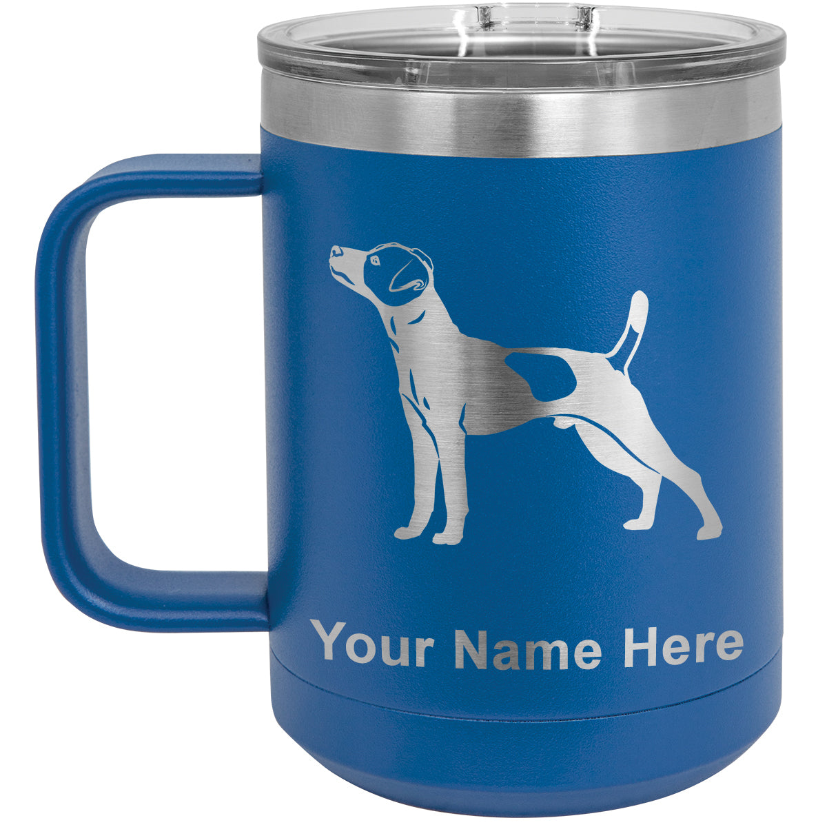 15oz Vacuum Insulated Coffee Mug, Jack Russell Terrier Dog, Personalized Engraving Included