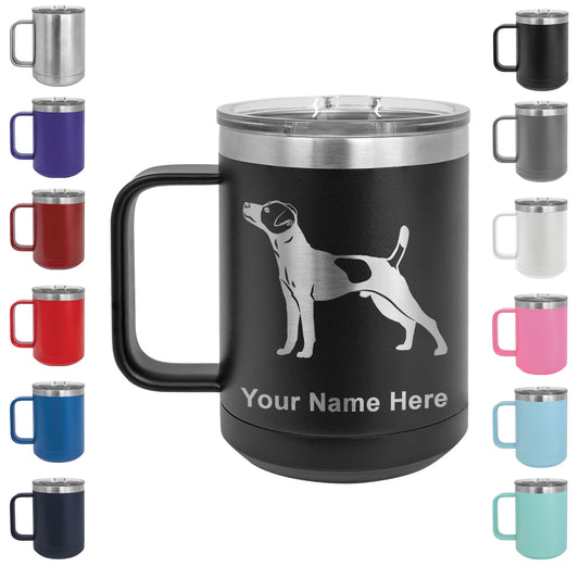 15oz Vacuum Insulated Coffee Mug, Jack Russell Terrier Dog, Personalized Engraving Included