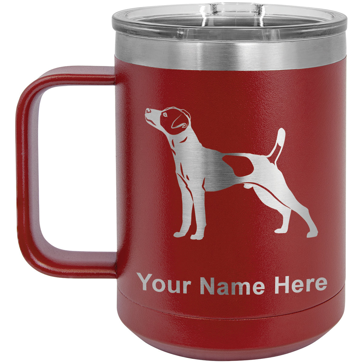 15oz Vacuum Insulated Coffee Mug, Jack Russell Terrier Dog, Personalized Engraving Included
