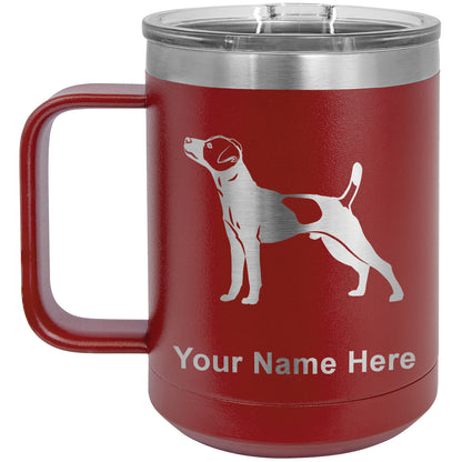 15oz Vacuum Insulated Coffee Mug, Jack Russell Terrier Dog, Personalized Engraving Included