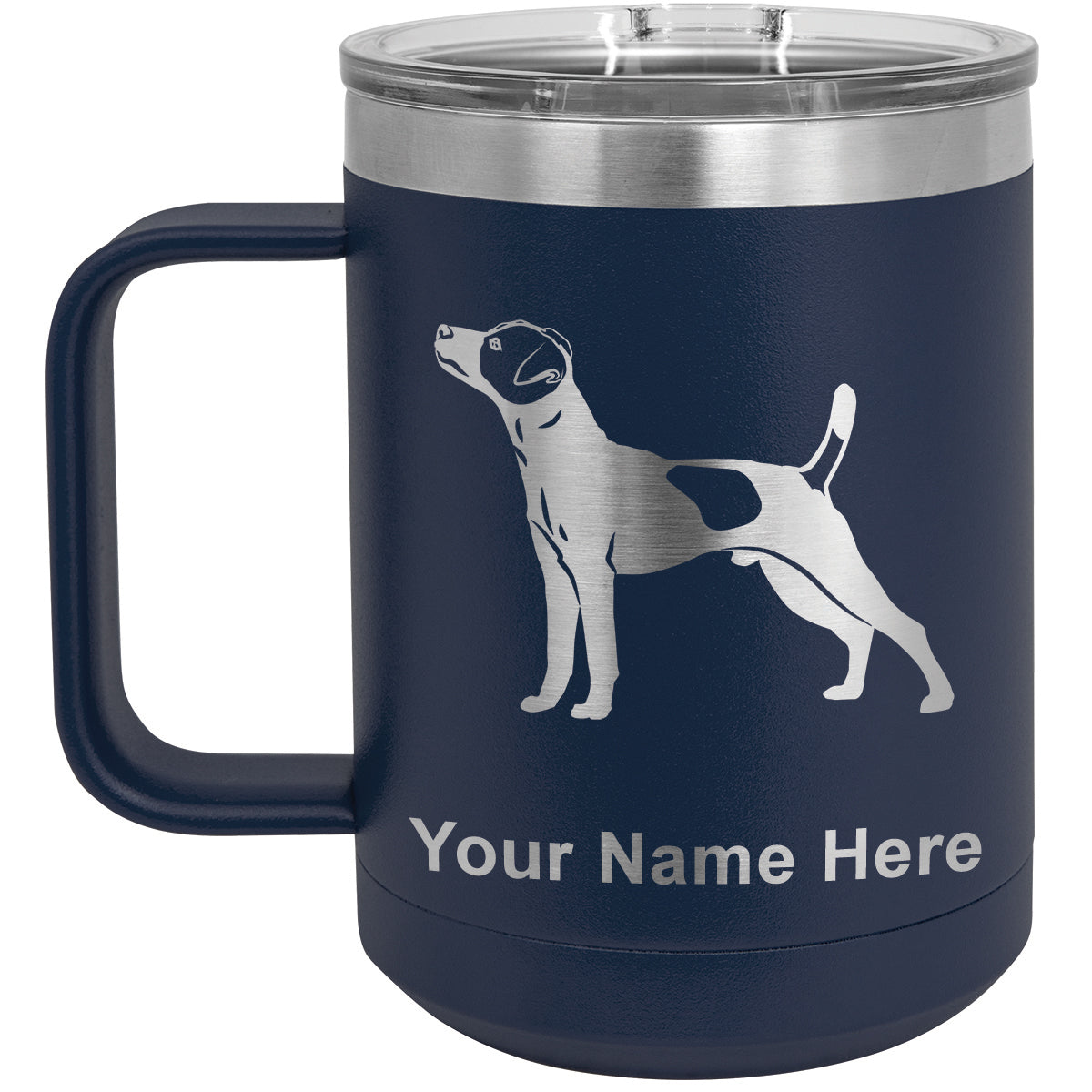 15oz Vacuum Insulated Coffee Mug, Jack Russell Terrier Dog, Personalized Engraving Included