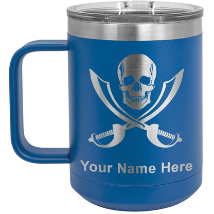 15oz Vacuum Insulated Coffee Mug, Jolly Roger, Personalized Engraving Included