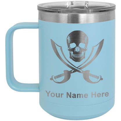 15oz Vacuum Insulated Coffee Mug, Jolly Roger, Personalized Engraving Included