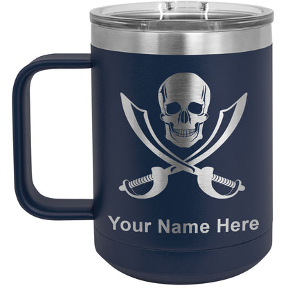 15oz Vacuum Insulated Coffee Mug, Jolly Roger, Personalized Engraving Included
