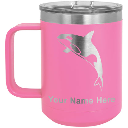 15oz Vacuum Insulated Coffee Mug, Killer Whale, Personalized Engraving Included