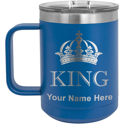 15oz Vacuum Insulated Coffee Mug, King Crown, Personalized Engraving Included