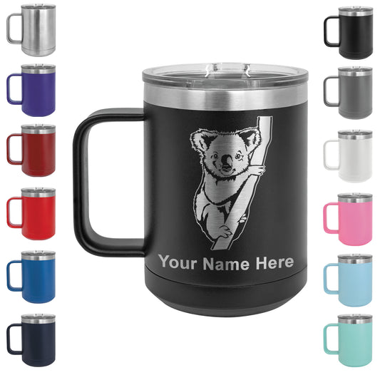 15oz Vacuum Insulated Coffee Mug, Koala Bear, Personalized Engraving Included