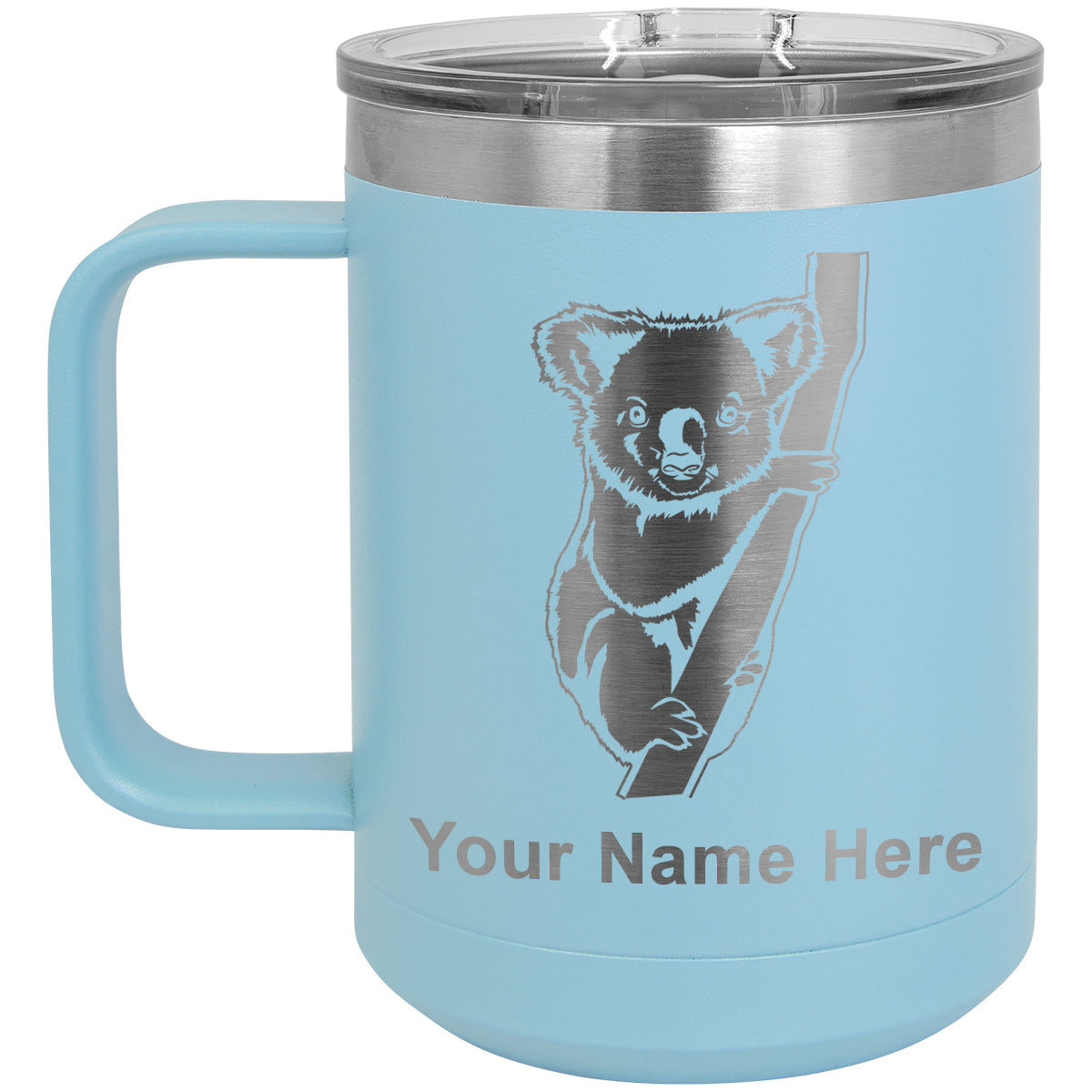 15oz Vacuum Insulated Coffee Mug, Koala Bear, Personalized Engraving Included