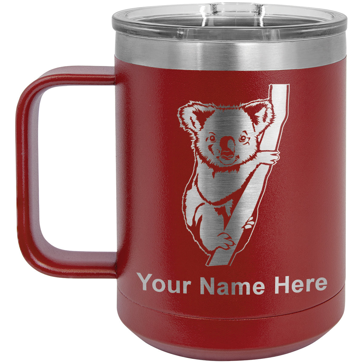 15oz Vacuum Insulated Coffee Mug, Koala Bear, Personalized Engraving Included