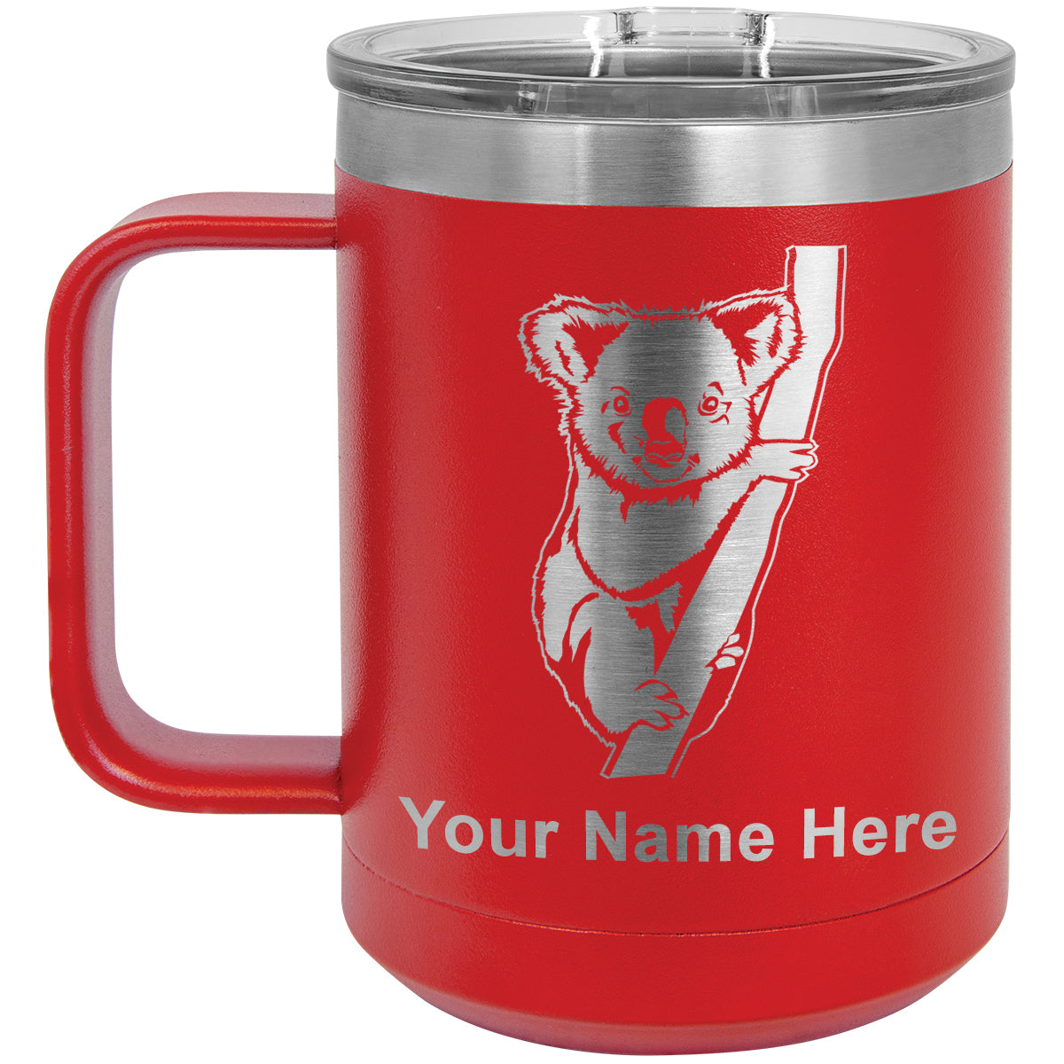 15oz Vacuum Insulated Coffee Mug, Koala Bear, Personalized Engraving Included