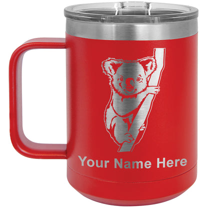 15oz Vacuum Insulated Coffee Mug, Koala Bear, Personalized Engraving Included