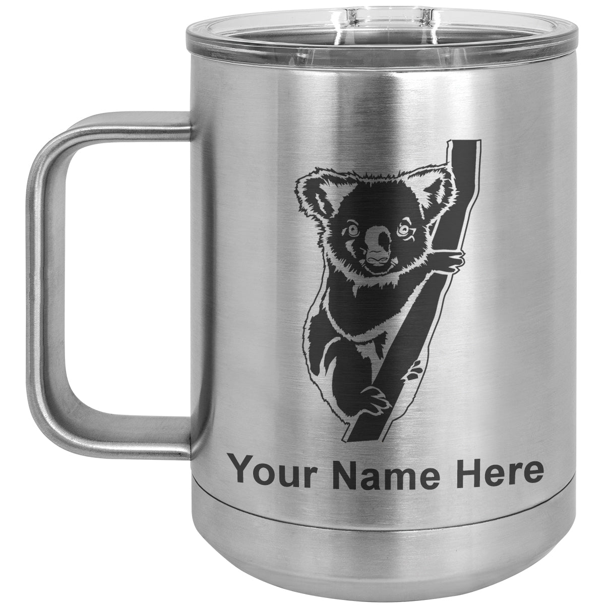 15oz Vacuum Insulated Coffee Mug, Koala Bear, Personalized Engraving Included