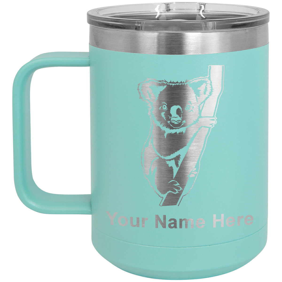 15oz Vacuum Insulated Coffee Mug, Koala Bear, Personalized Engraving Included