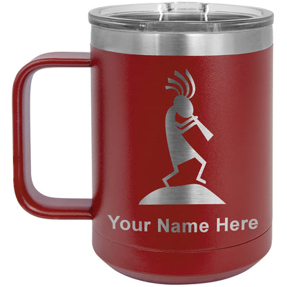 15oz Vacuum Insulated Coffee Mug, Kokopelli, Personalized Engraving Included