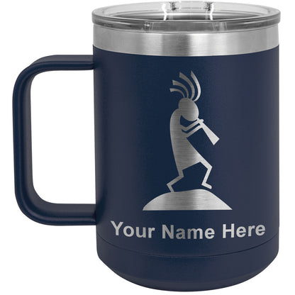 15oz Vacuum Insulated Coffee Mug, Kokopelli, Personalized Engraving Included