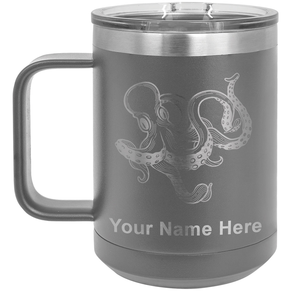 15oz Vacuum Insulated Coffee Mug, Kraken, Personalized Engraving Included