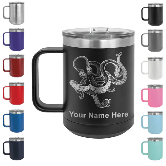 15oz Vacuum Insulated Coffee Mug, Kraken, Personalized Engraving Included