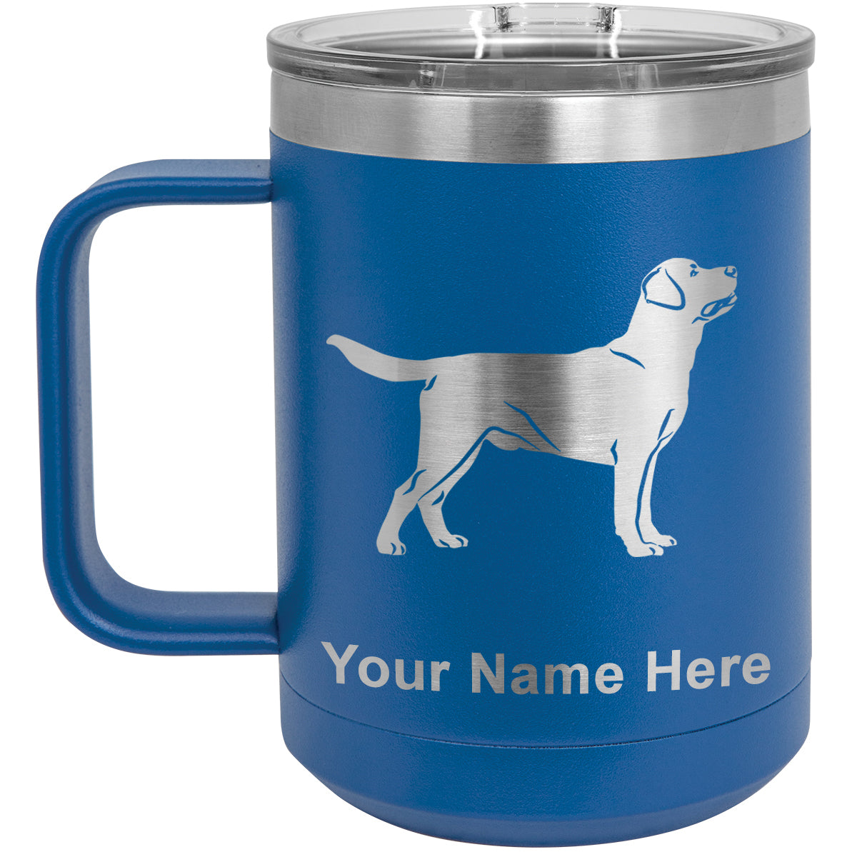 15oz Vacuum Insulated Coffee Mug, Labrador Retriever Dog, Personalized Engraving Included