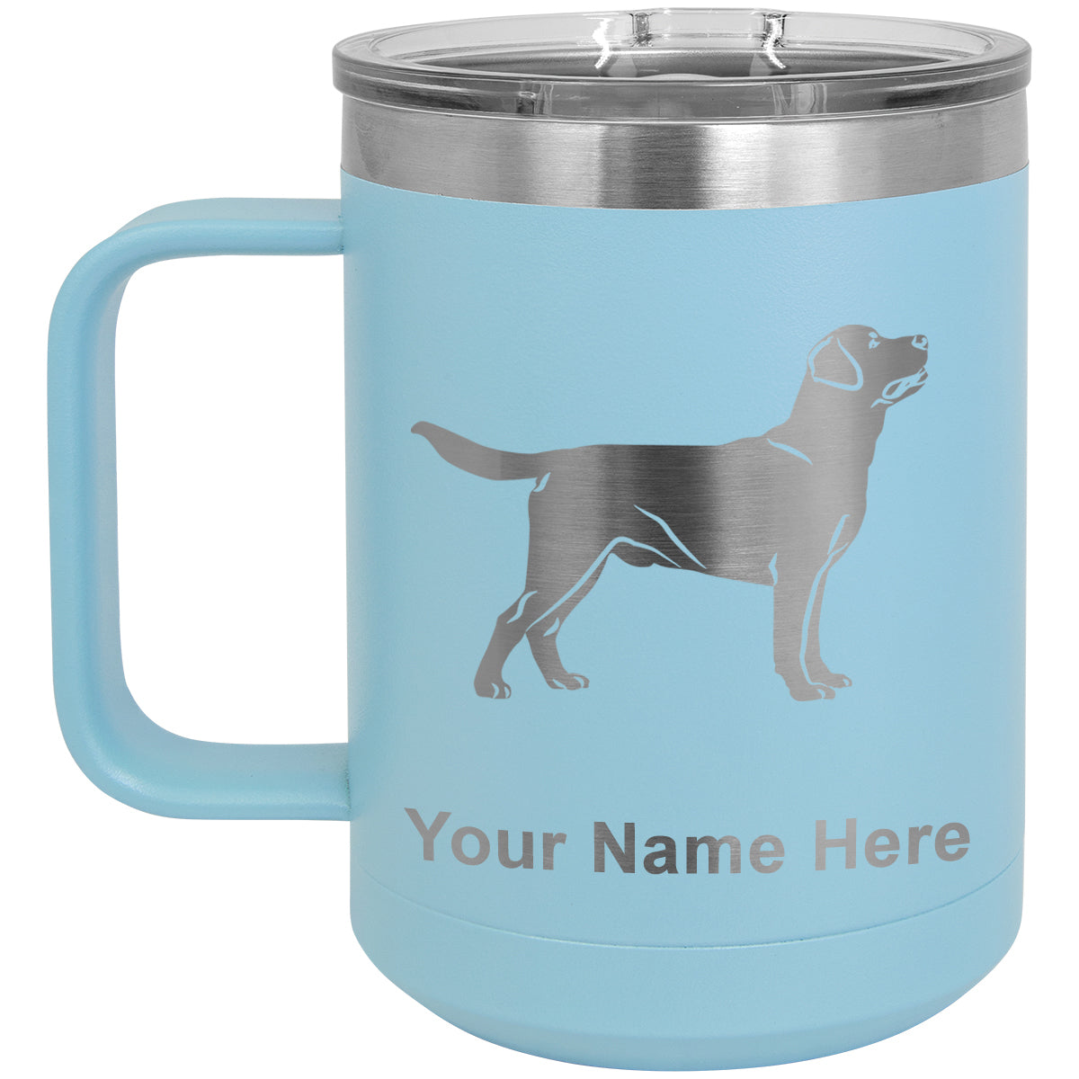 15oz Vacuum Insulated Coffee Mug, Labrador Retriever Dog, Personalized Engraving Included