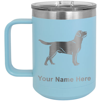 15oz Vacuum Insulated Coffee Mug, Labrador Retriever Dog, Personalized Engraving Included