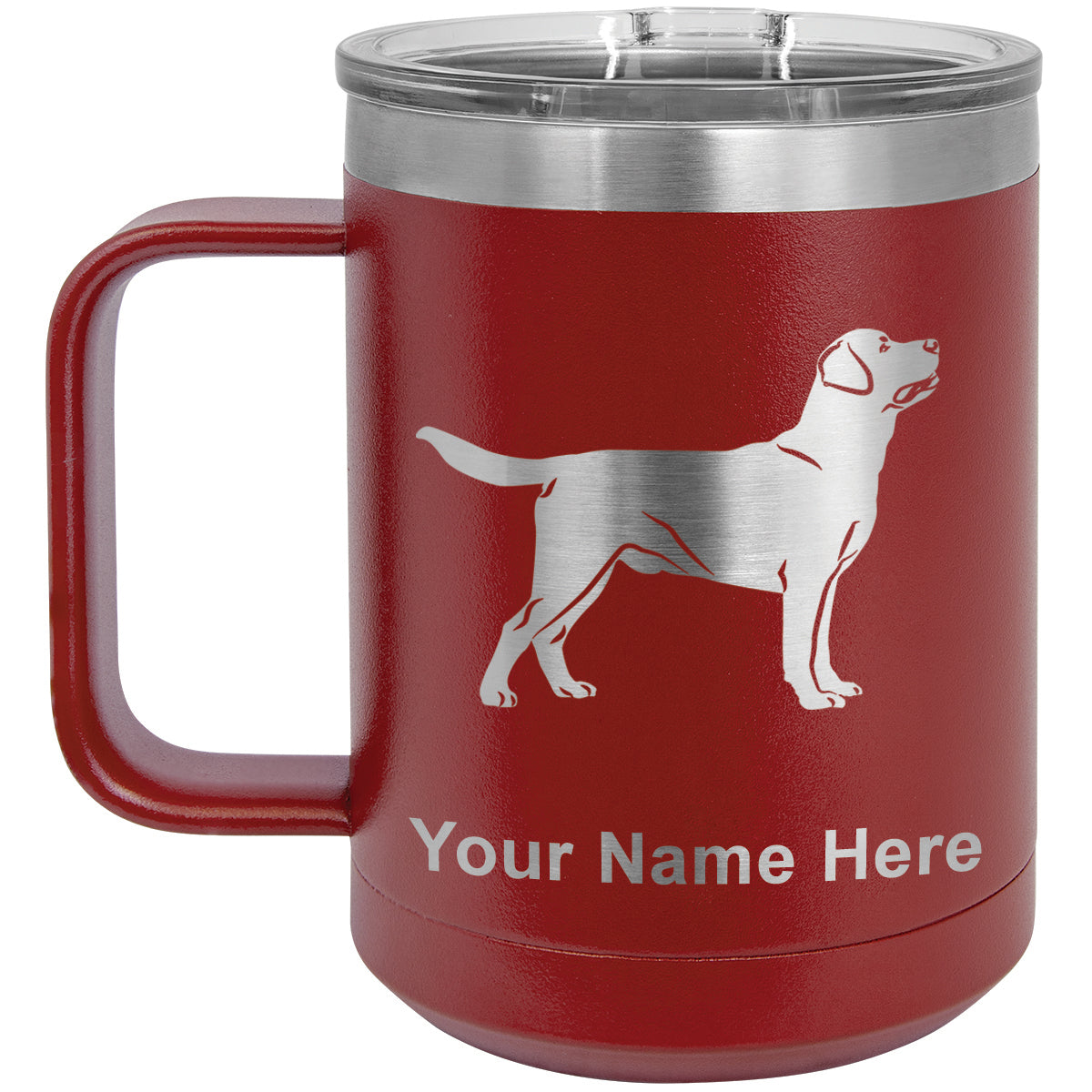 15oz Vacuum Insulated Coffee Mug, Labrador Retriever Dog, Personalized Engraving Included