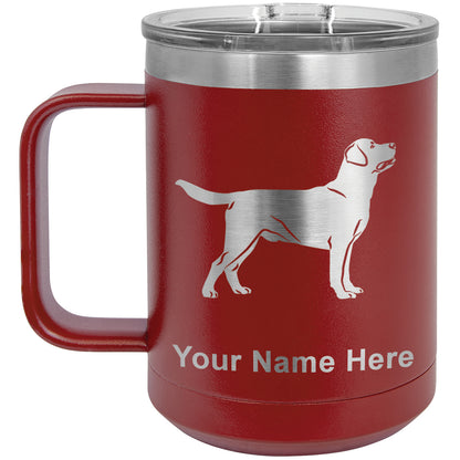 15oz Vacuum Insulated Coffee Mug, Labrador Retriever Dog, Personalized Engraving Included