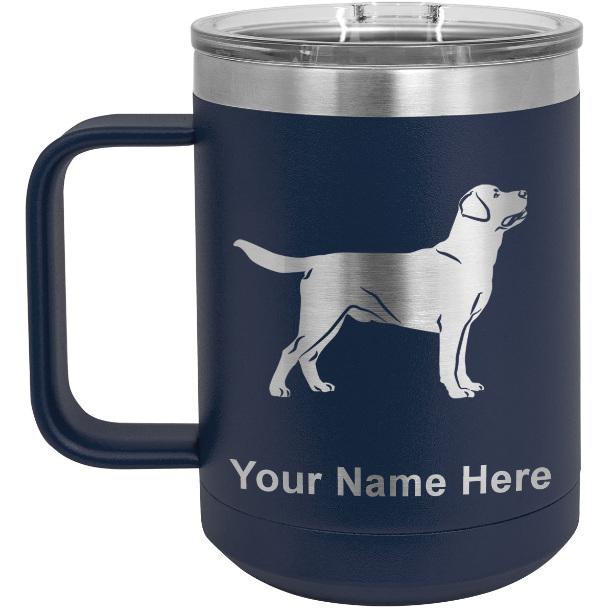 15oz Vacuum Insulated Coffee Mug, Labrador Retriever Dog, Personalized Engraving Included