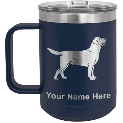15oz Vacuum Insulated Coffee Mug, Labrador Retriever Dog, Personalized Engraving Included