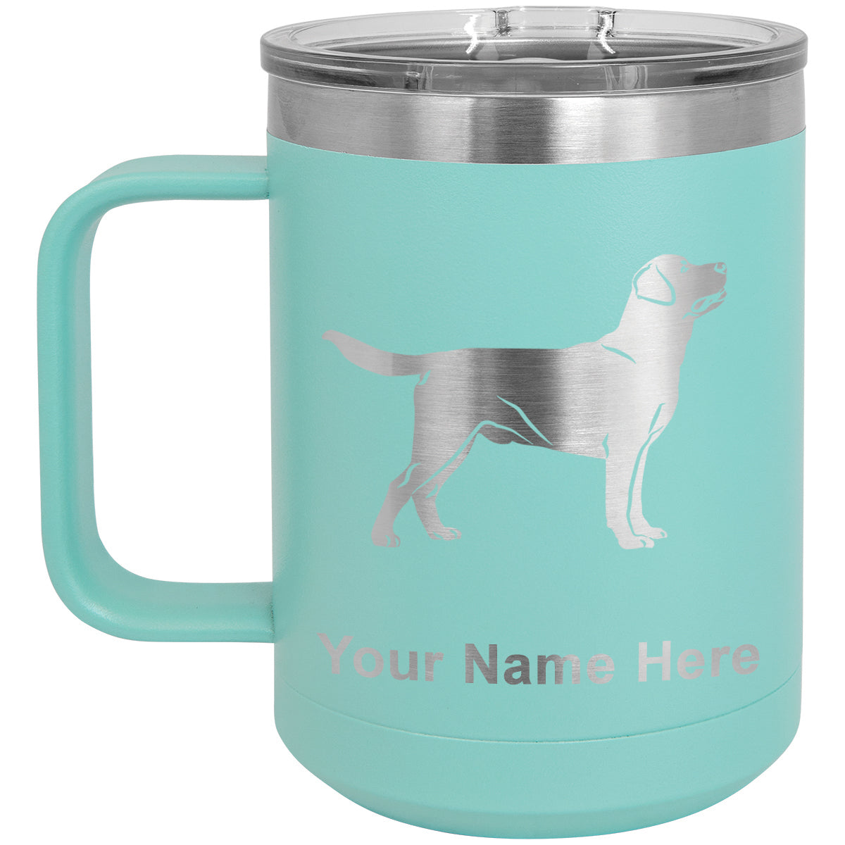 15oz Vacuum Insulated Coffee Mug, Labrador Retriever Dog, Personalized Engraving Included