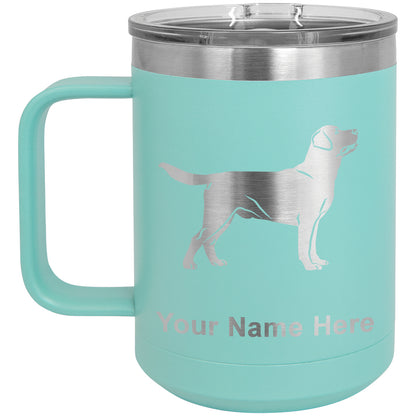 15oz Vacuum Insulated Coffee Mug, Labrador Retriever Dog, Personalized Engraving Included