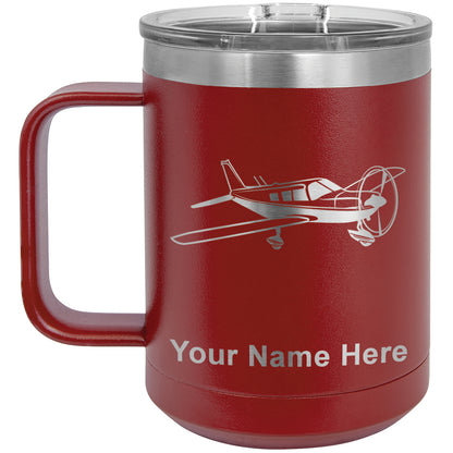 15oz Vacuum Insulated Coffee Mug, Low Wing Airplane, Personalized Engraving Included