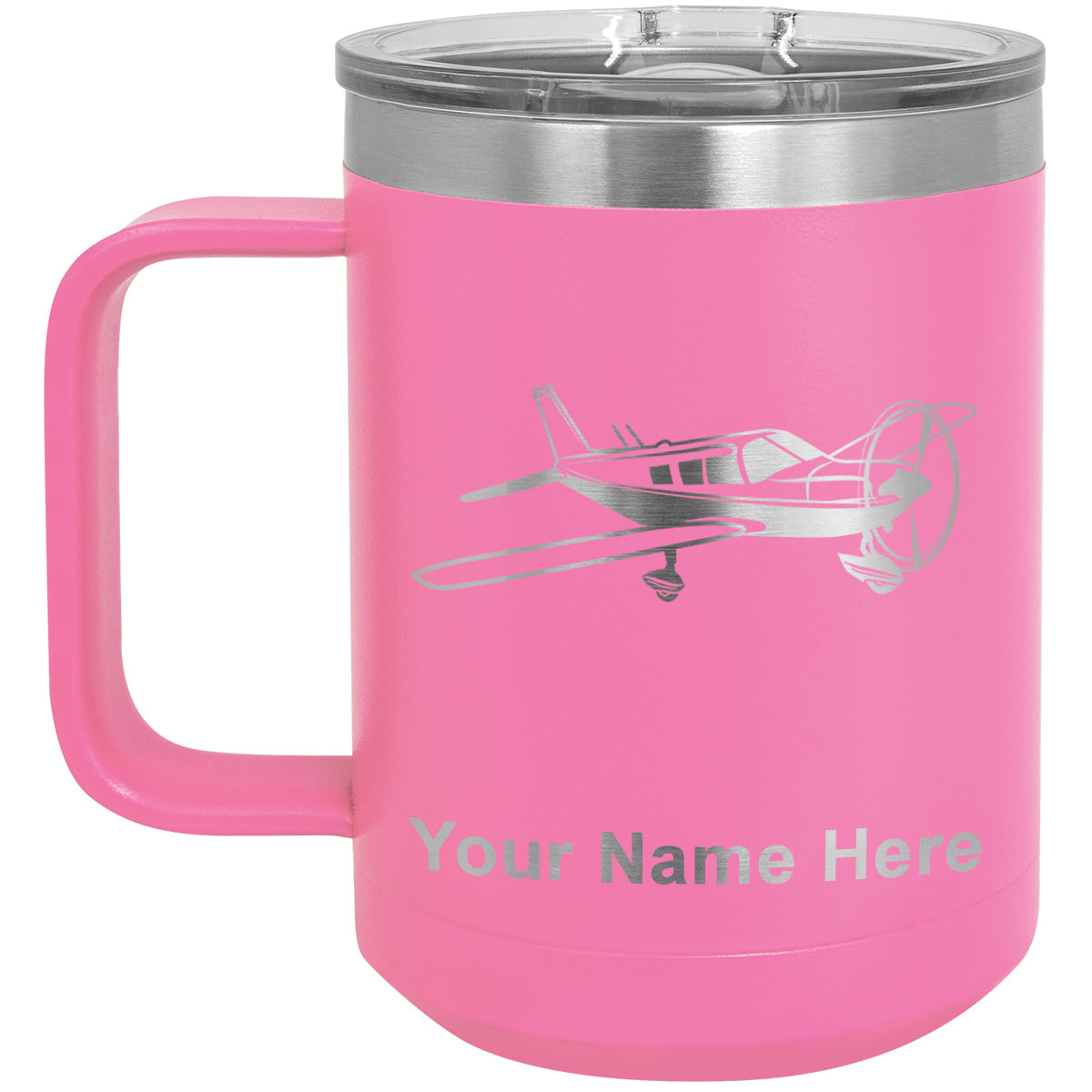 15oz Vacuum Insulated Coffee Mug, Low Wing Airplane, Personalized Engraving Included