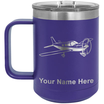 15oz Vacuum Insulated Coffee Mug, Low Wing Airplane, Personalized Engraving Included