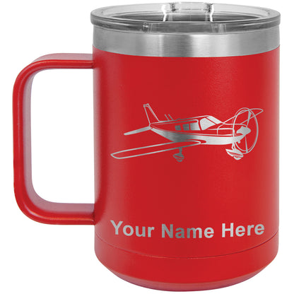 15oz Vacuum Insulated Coffee Mug, Low Wing Airplane, Personalized Engraving Included