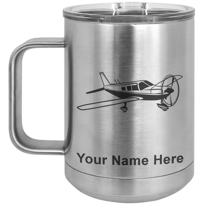 15oz Vacuum Insulated Coffee Mug, Low Wing Airplane, Personalized Engraving Included