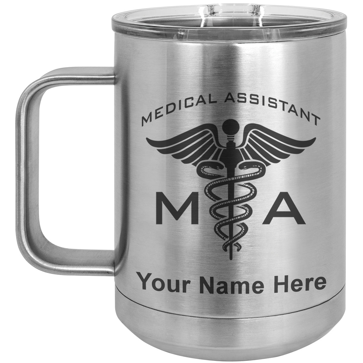 15oz Vacuum Insulated Coffee Mug, MA Medical Assistant, Personalized Engraving Included
