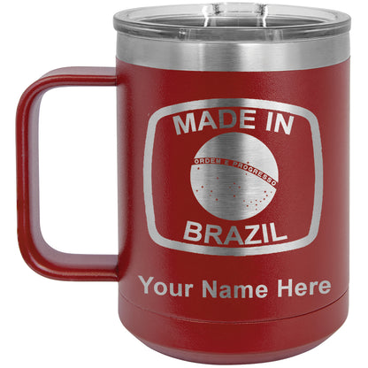 15oz Vacuum Insulated Coffee Mug, Made in Brazil, Personalized Engraving Included