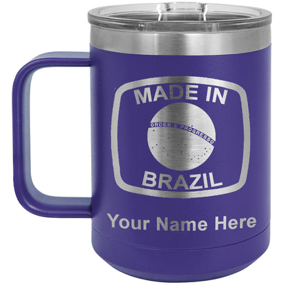 15oz Vacuum Insulated Coffee Mug, Made in Brazil, Personalized Engraving Included