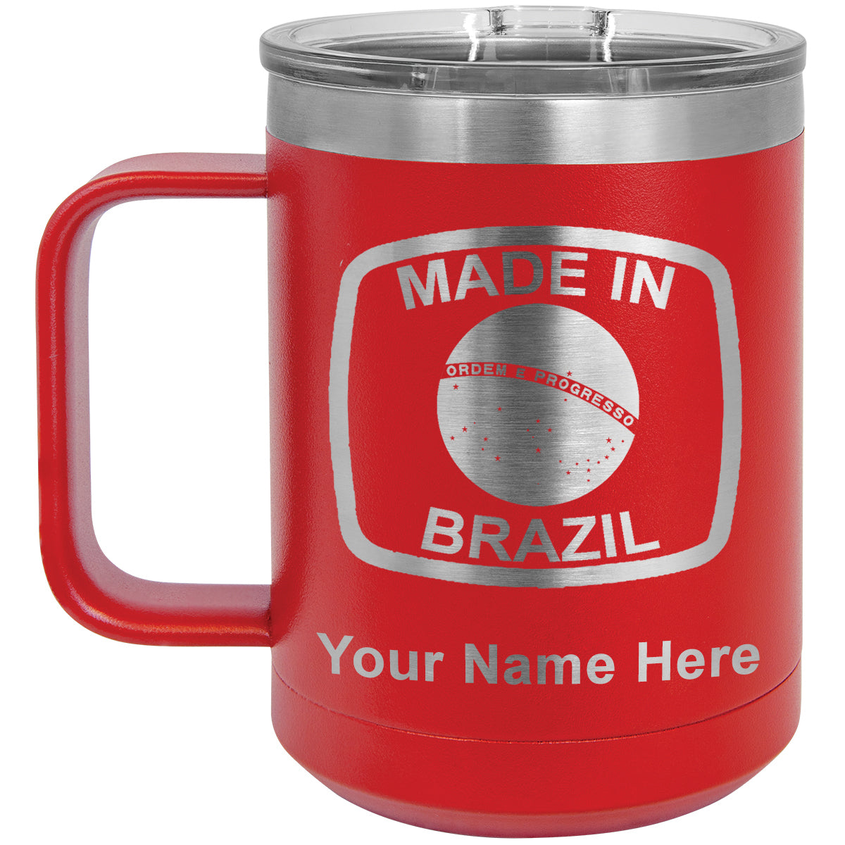 15oz Vacuum Insulated Coffee Mug, Made in Brazil, Personalized Engraving Included