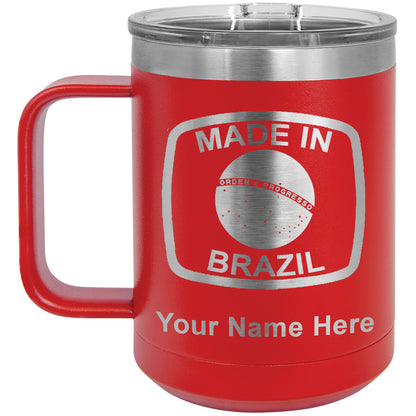 15oz Vacuum Insulated Coffee Mug, Made in Brazil, Personalized Engraving Included