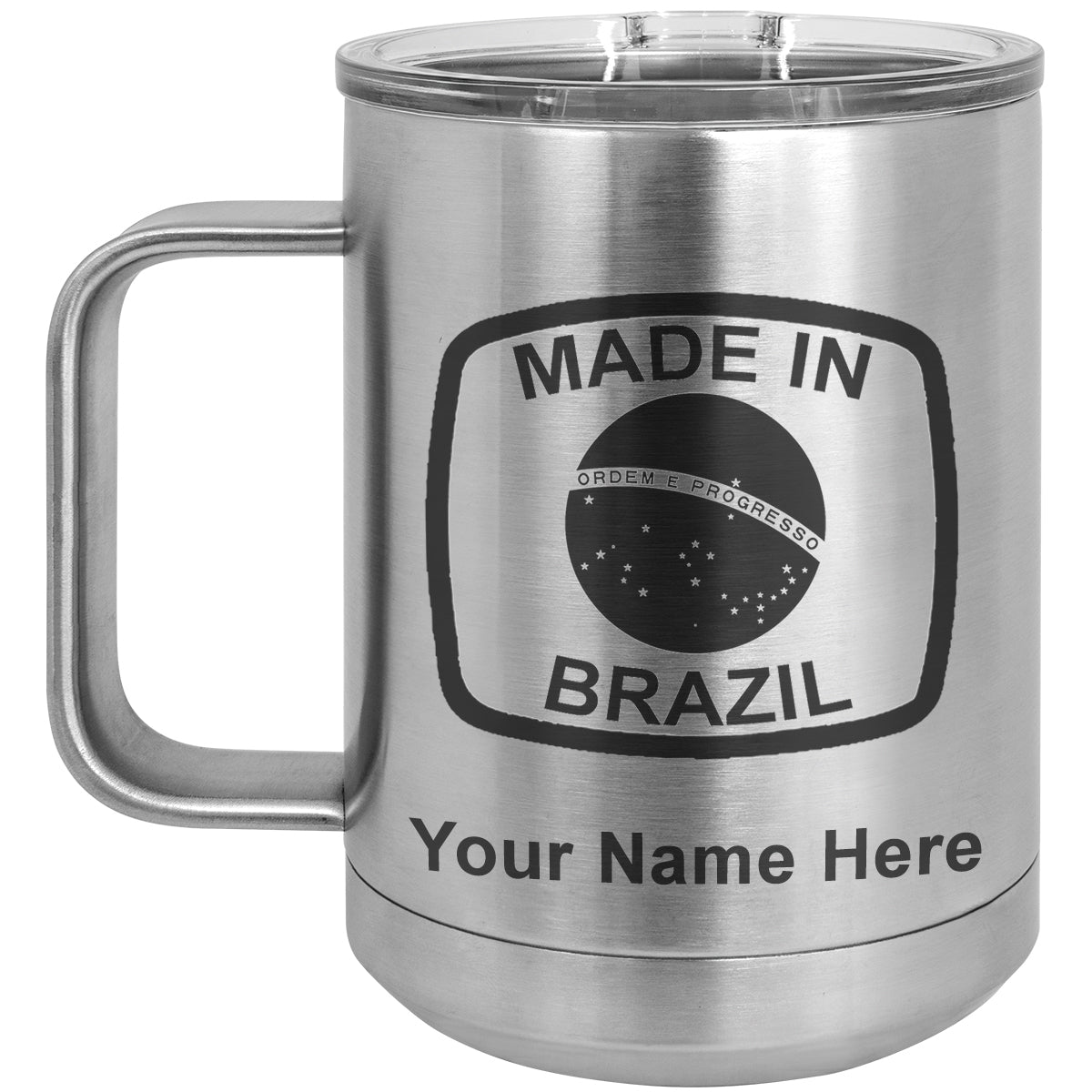15oz Vacuum Insulated Coffee Mug, Made in Brazil, Personalized Engraving Included