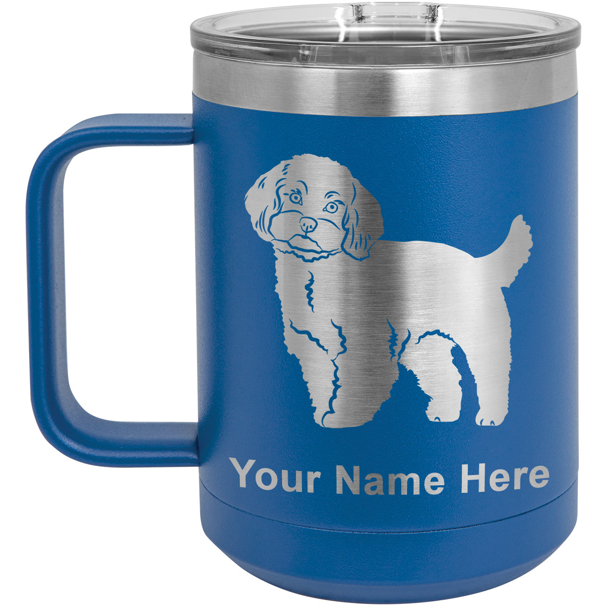 15oz Vacuum Insulated Coffee Mug, Maltese Dog, Personalized Engraving Included