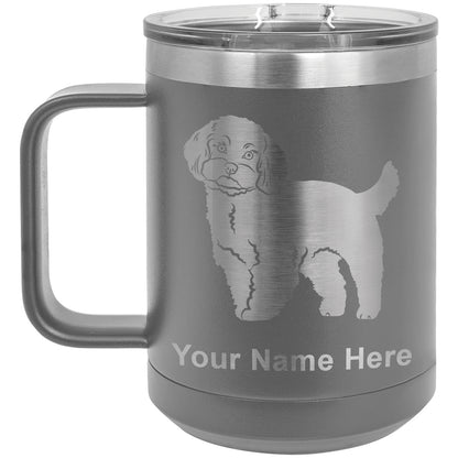 15oz Vacuum Insulated Coffee Mug, Maltese Dog, Personalized Engraving Included